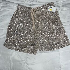 Buy 2 get 1 FREE : Forever 21 Silver High Waist Sequin Shorts